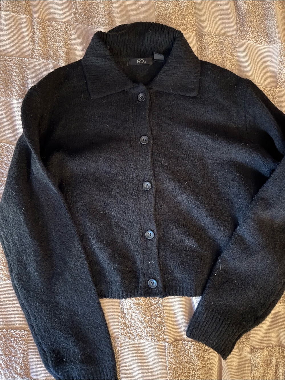 RDI Black Button-Front Collared Women's Cardigan